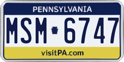 PA license plate MSM6747