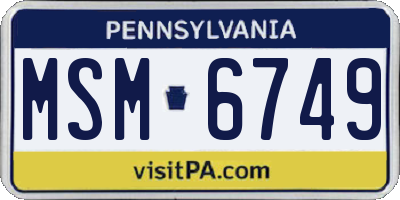 PA license plate MSM6749