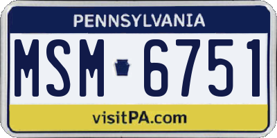 PA license plate MSM6751