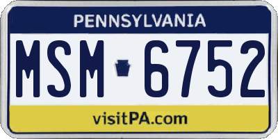 PA license plate MSM6752