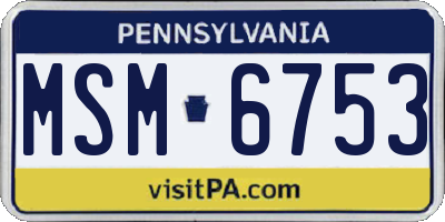 PA license plate MSM6753