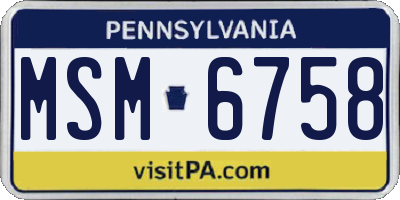 PA license plate MSM6758