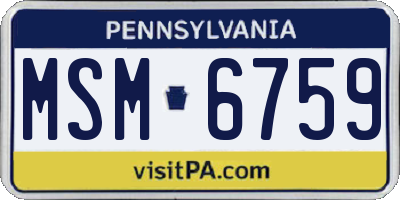 PA license plate MSM6759