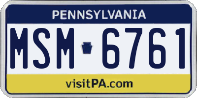 PA license plate MSM6761
