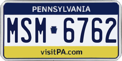PA license plate MSM6762