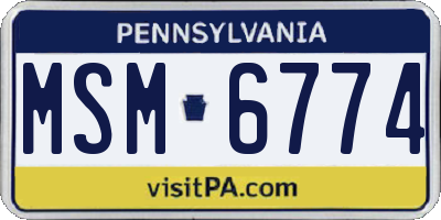 PA license plate MSM6774