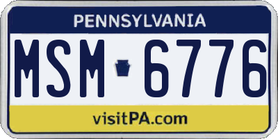 PA license plate MSM6776