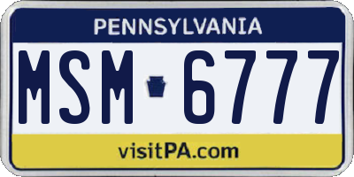 PA license plate MSM6777