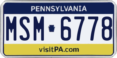 PA license plate MSM6778