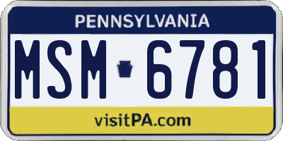 PA license plate MSM6781