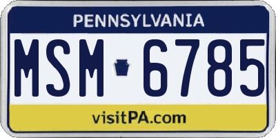 PA license plate MSM6785