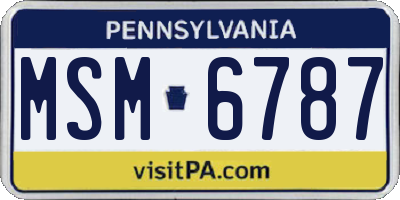 PA license plate MSM6787