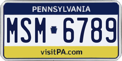 PA license plate MSM6789
