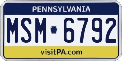 PA license plate MSM6792