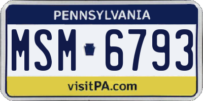 PA license plate MSM6793