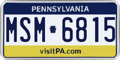 PA license plate MSM6815