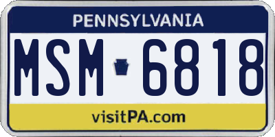 PA license plate MSM6818