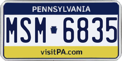 PA license plate MSM6835