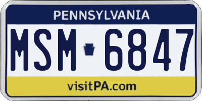 PA license plate MSM6847