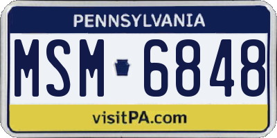 PA license plate MSM6848