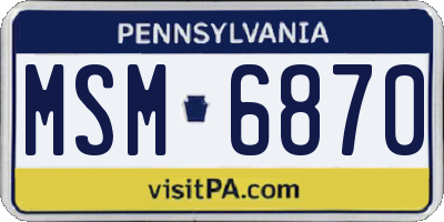 PA license plate MSM6870