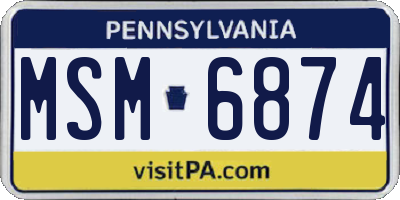 PA license plate MSM6874