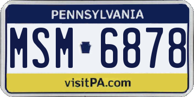 PA license plate MSM6878