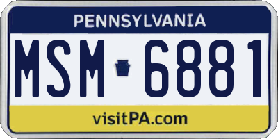 PA license plate MSM6881