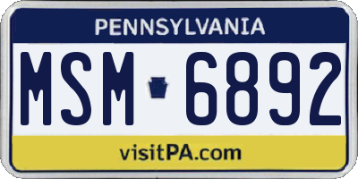 PA license plate MSM6892