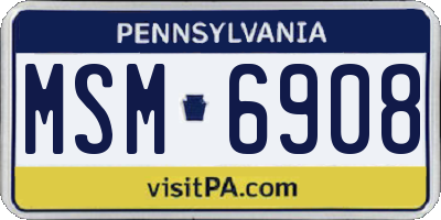 PA license plate MSM6908