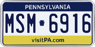 PA license plate MSM6916