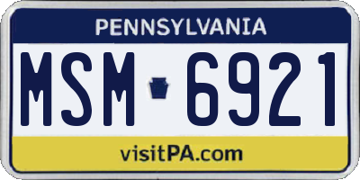 PA license plate MSM6921