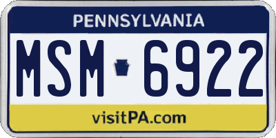 PA license plate MSM6922