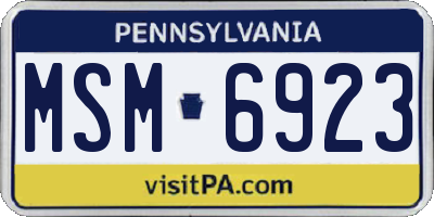 PA license plate MSM6923