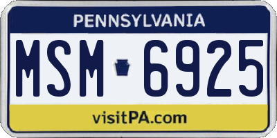 PA license plate MSM6925