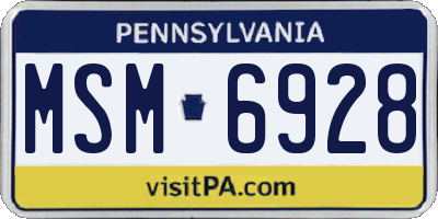 PA license plate MSM6928