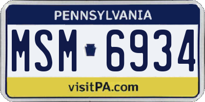 PA license plate MSM6934