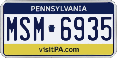 PA license plate MSM6935