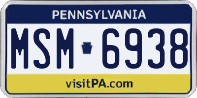 PA license plate MSM6938