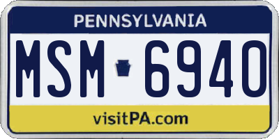 PA license plate MSM6940