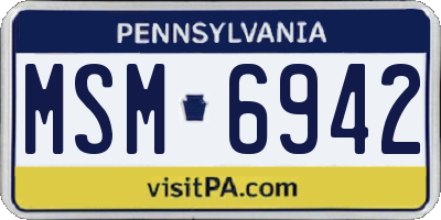 PA license plate MSM6942