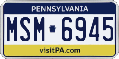 PA license plate MSM6945