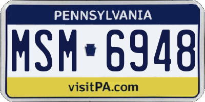 PA license plate MSM6948