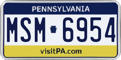 PA license plate MSM6954