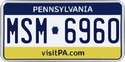 PA license plate MSM6960