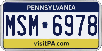 PA license plate MSM6978