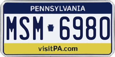 PA license plate MSM6980