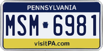 PA license plate MSM6981