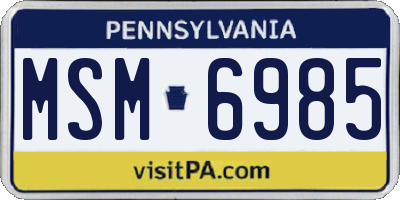 PA license plate MSM6985