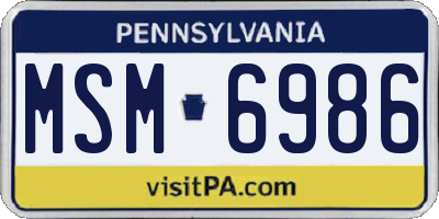 PA license plate MSM6986
